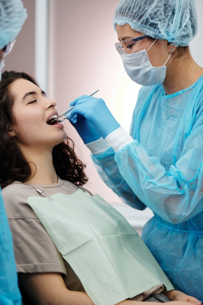 a woman visiting the dentist