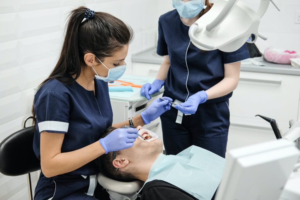 a dentist with a patient