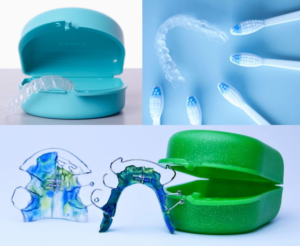 a blue and a green box next to the retainers