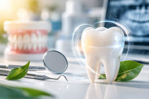 Illustration of healthy natural tooth enamel representing minimally invasive dentistry and preservation of natural tooth structure at OC Dental Center in Santa Ana.